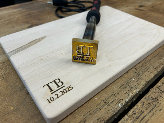 Branding Iron on a Wood Cutting Board