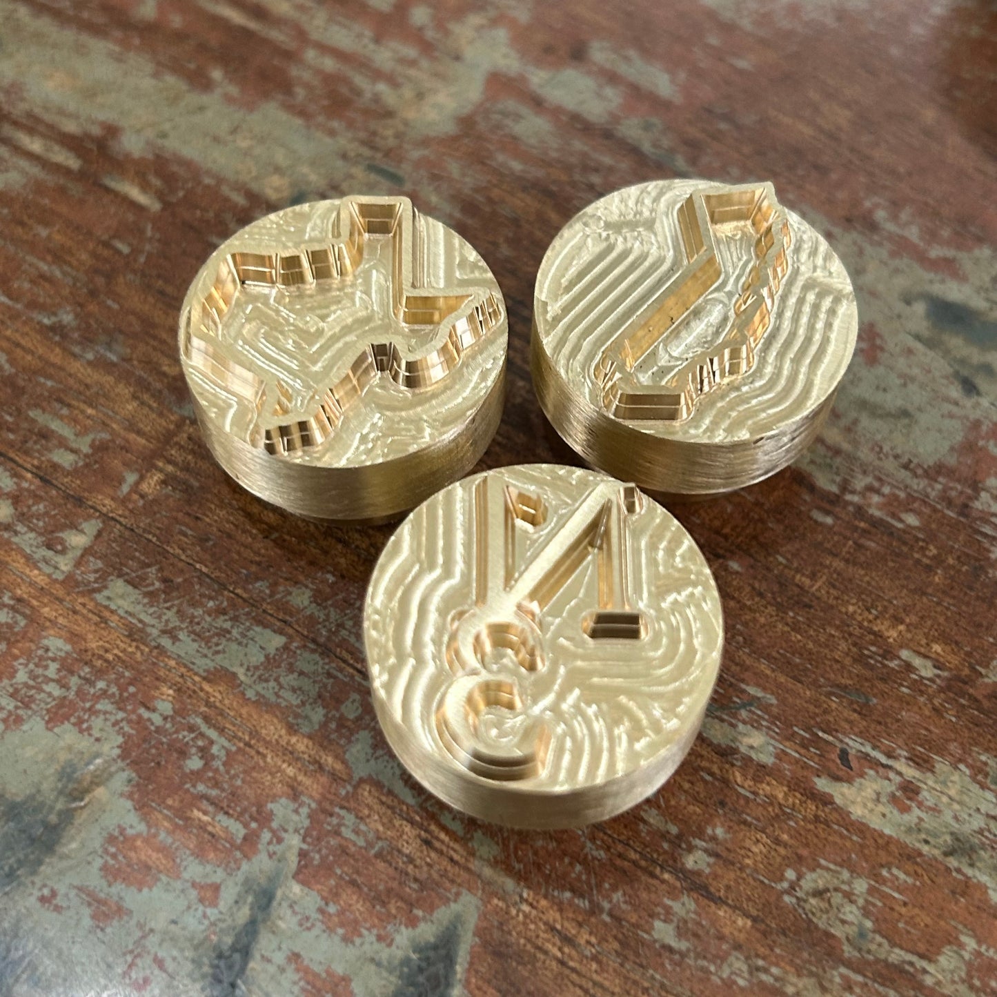 Mini Brass Hat Branding Irons Close Up