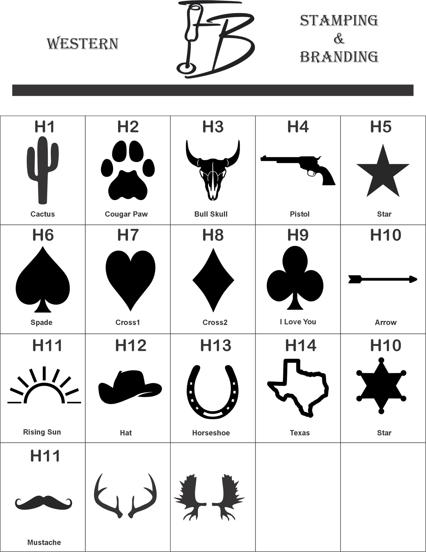 Mini Branding Iron 3/4" Designs