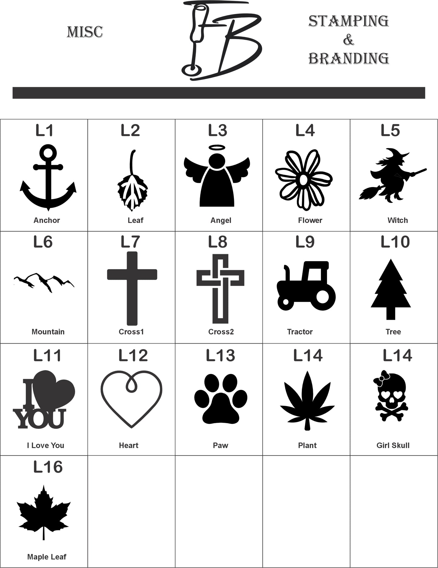 Mini Branding Iron 3/4" Designs