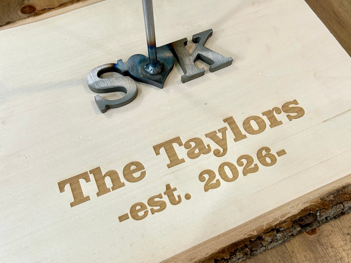 Wedding Unity Branding Iron with Personalized Wood Slice | Custom Last Name Branding Iron | Rustic Wedding Gift | Established Sign