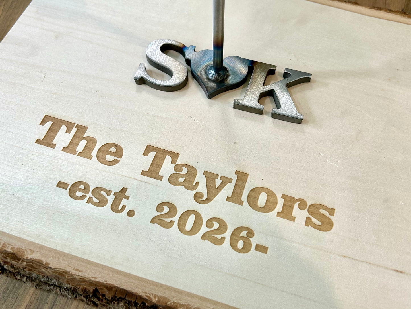 Wedding Unity Branding Iron with Personalized Wood Slice | Custom Last Name Branding Iron | Rustic Wedding Gift | Established Sign