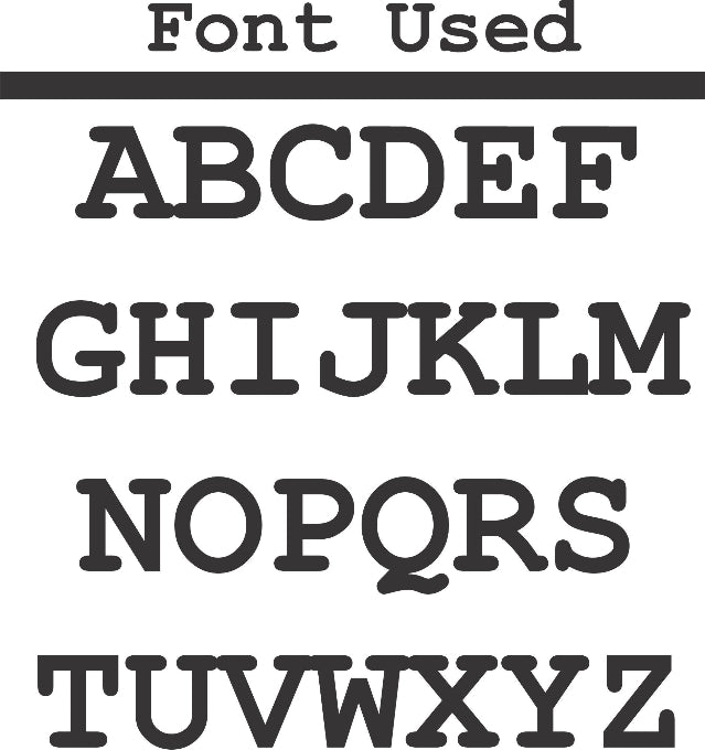 Visual of all the letters and font for the branding iron.