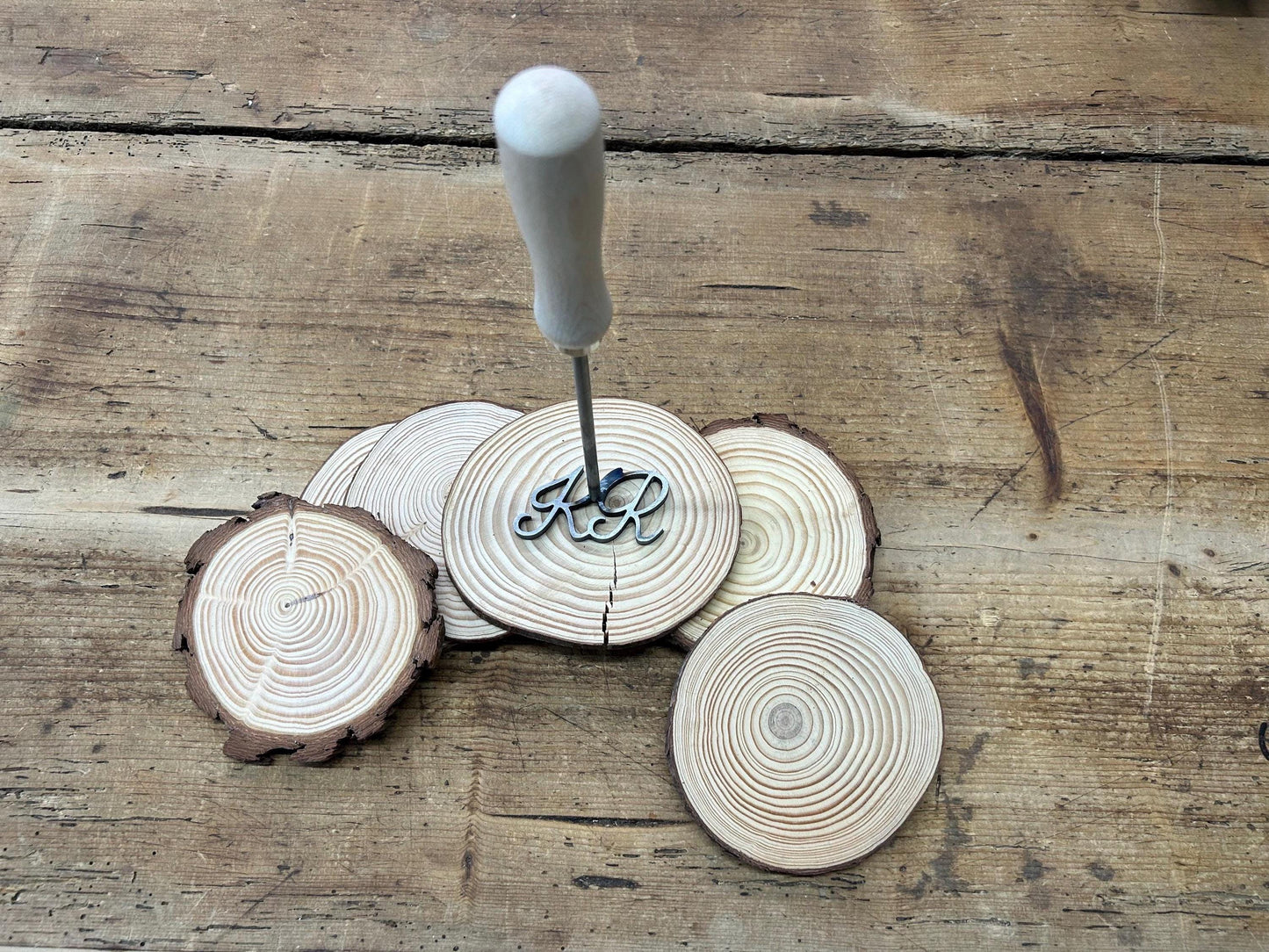 Custom Script Branding Iron with 2 letters (Made in the USA) woodworking steel anniversary rustic country