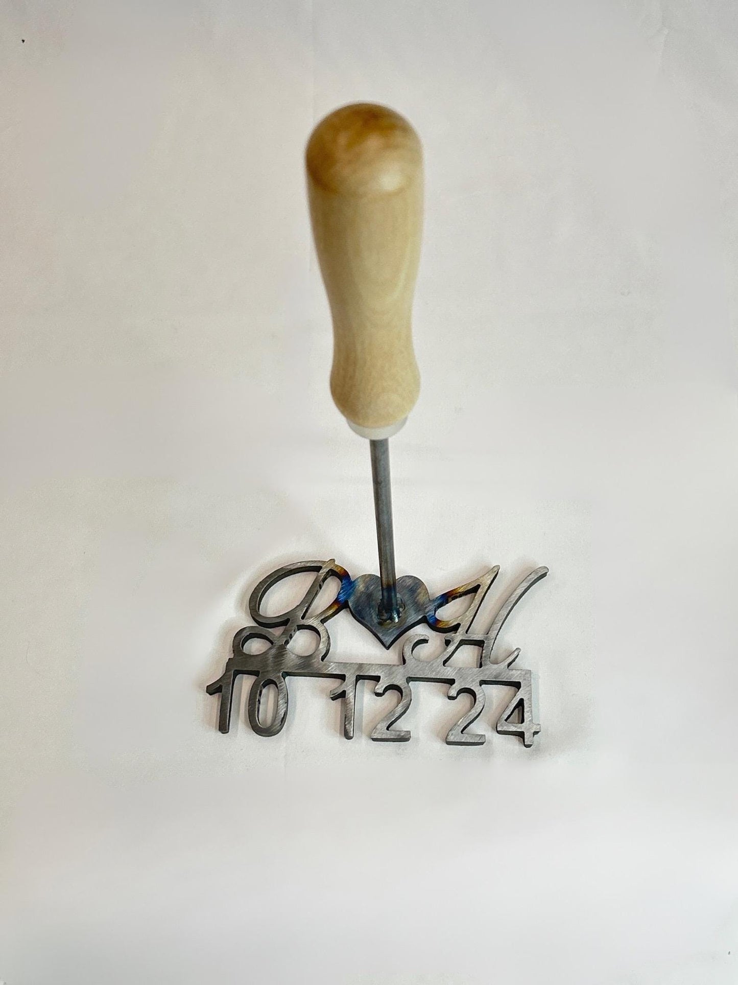Personalized Wedding Branding Iron with Heart, Initials, and Date
