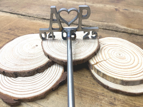 Custom Wedding Branding Iron - Personalized Date, Initials, Heart - Rustic and Country Ceremony Essentials