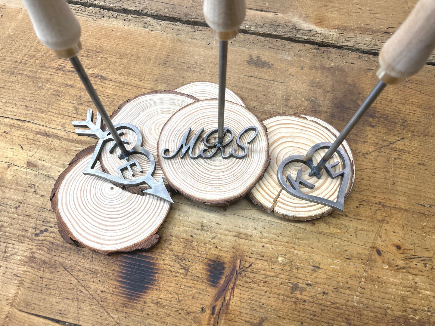 Custom Script Branding Iron with 3 letters (Made in the USA) woodworking steel anniversary rustic gift