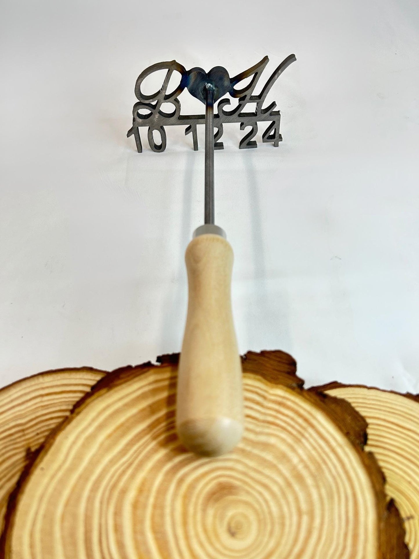 Personalized Wedding Branding Iron with Heart, Initials, and Date