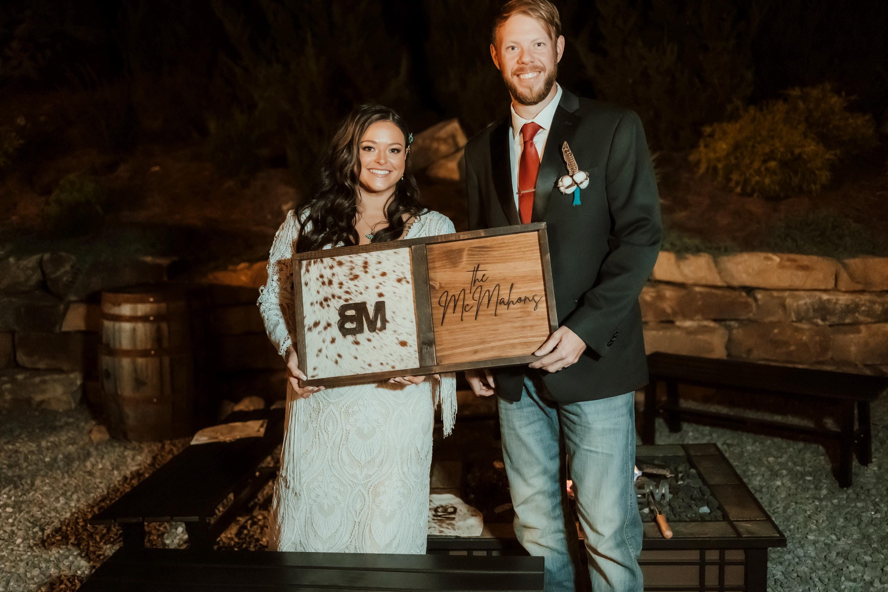 Bride and Groom with Branded Frame