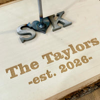 Wedding Unity Branding Iron with Personalized Wood Slice | Custom Last Name Branding Iron | Rustic Wedding Gift | Established Sign