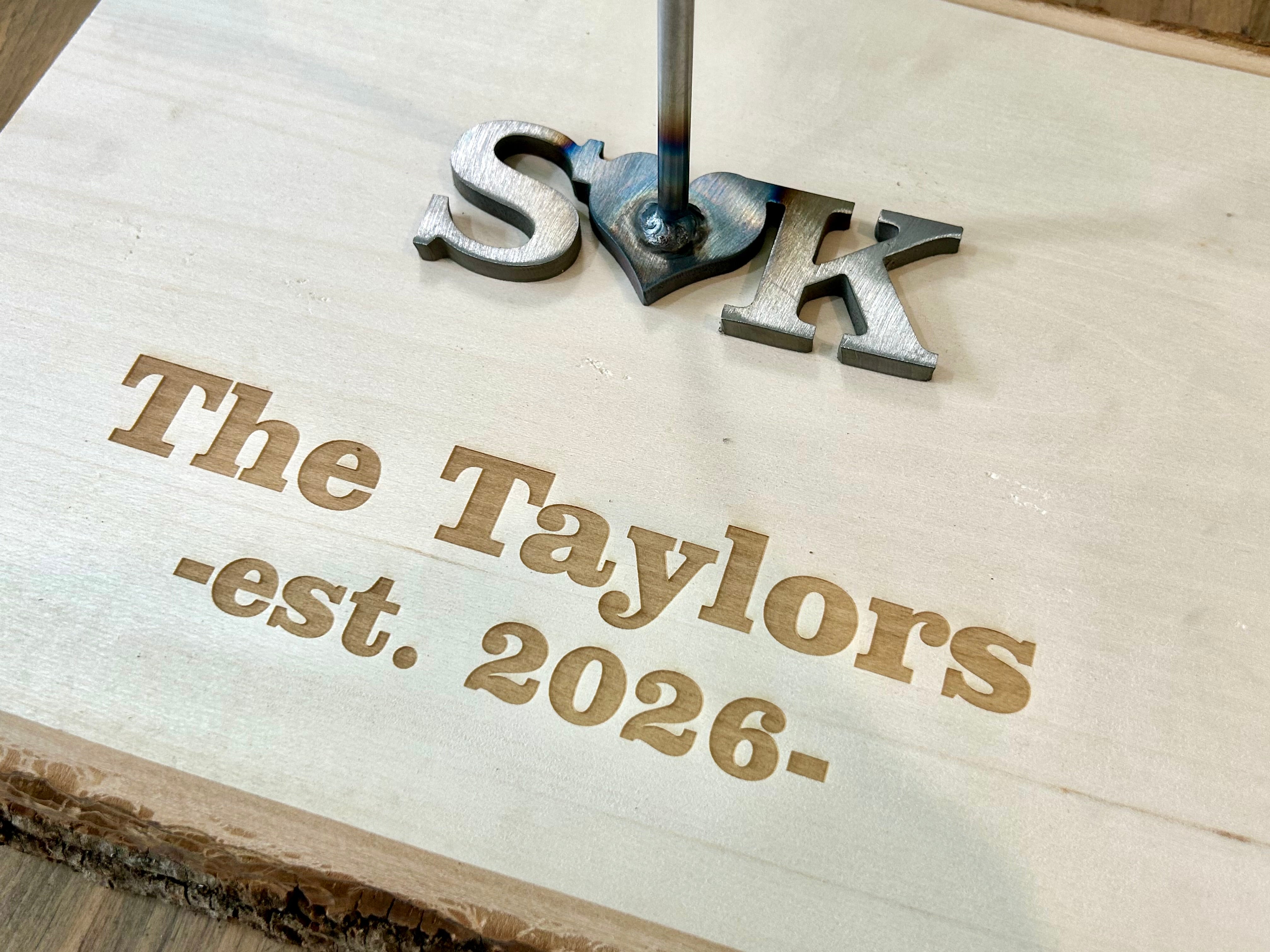 Wedding Unity Branding Iron with Personalized Wood Slice | Custom Last Name Branding Iron | Rustic Wedding Gift | Established Sign