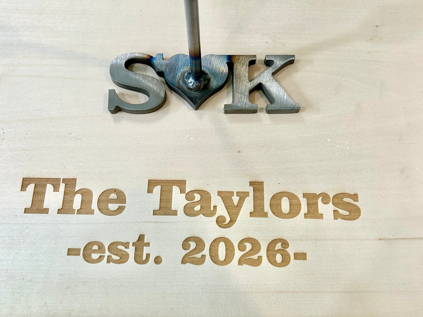 Wedding Unity Branding Iron with Personalized Wood Slice | Custom Last Name Branding Iron | Rustic Wedding Gift | Established Sign