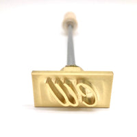 CW manual handle brass Branding Iron with CW initials.