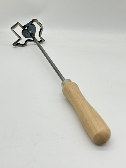 Texas Heart Branding Iron - with wooden handle with white background