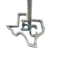 Custom Texas Bebeque Branding Iron with 2 Letters - close up view with initials