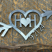 Personalized Rustic Wedding Branding Iron with Initials and Arrow Made in USA